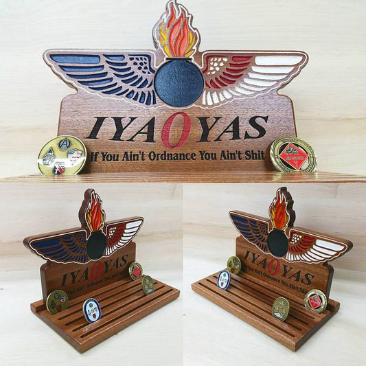 CUSTOM and PERSONALIZED Warfare insignia Desk Sign and challenge coin holders