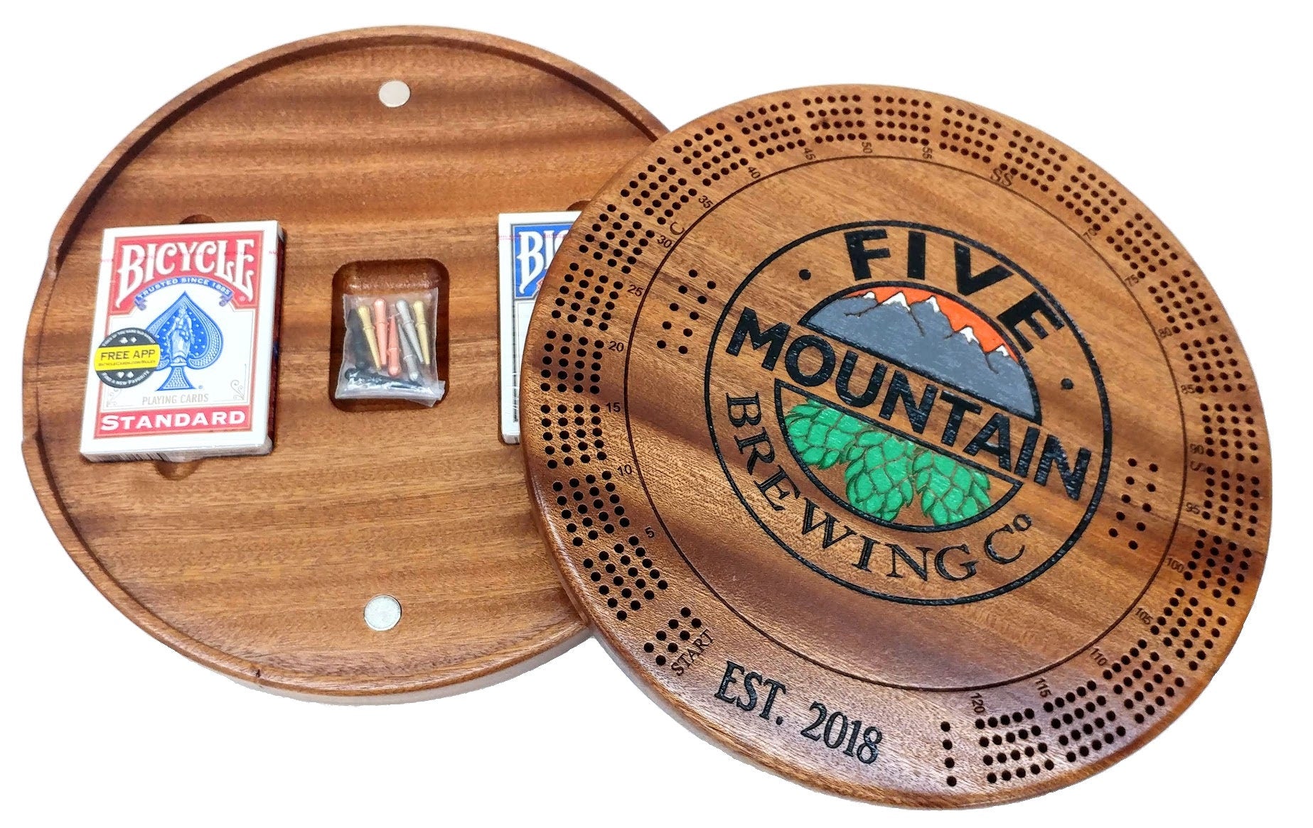 PERSONALIZED CRIBBAGE BOARD with card and plug container, personalized, gift for him, navy, chief, military, army