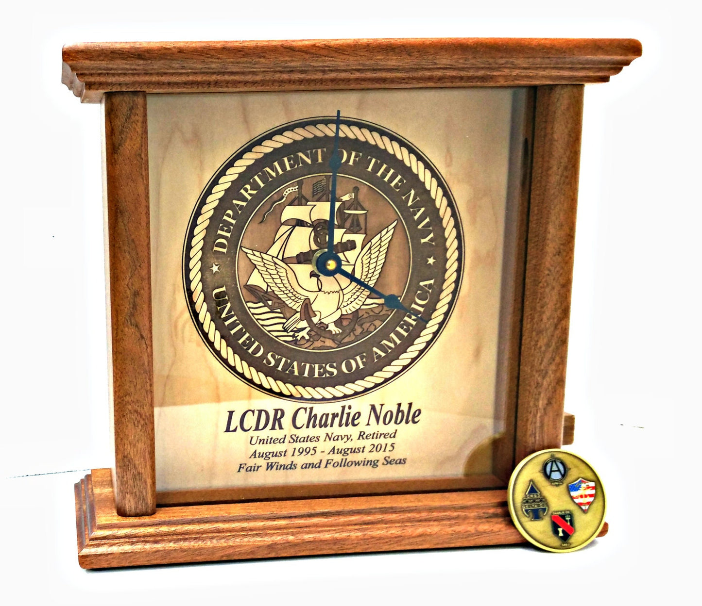 Personalized SOLID WOOD CLOCK. Walnut, wedding, mahogany, gift for him, military gift