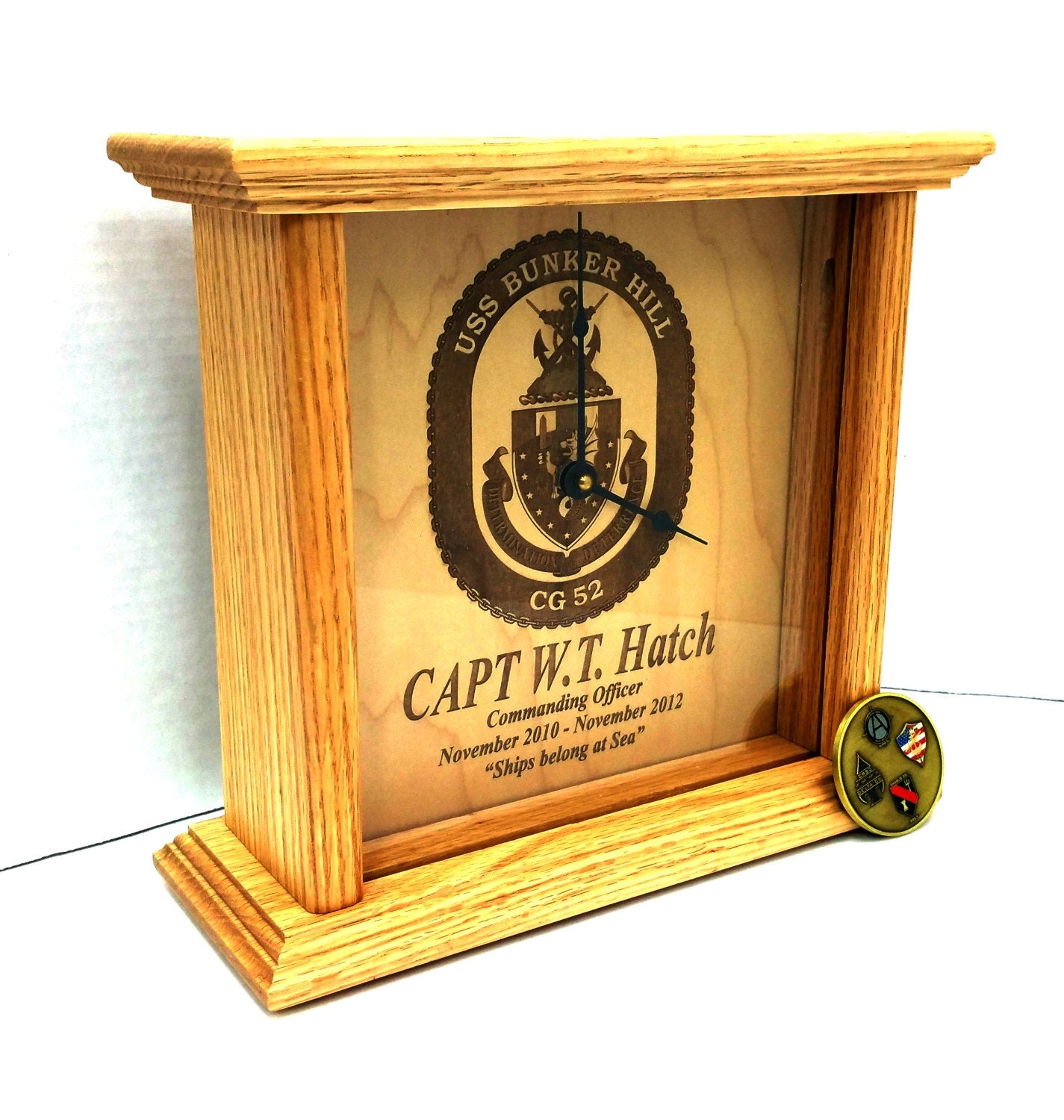 Personalized SOLID WOOD CLOCK. Walnut, wedding, mahogany, gift for him, military gift