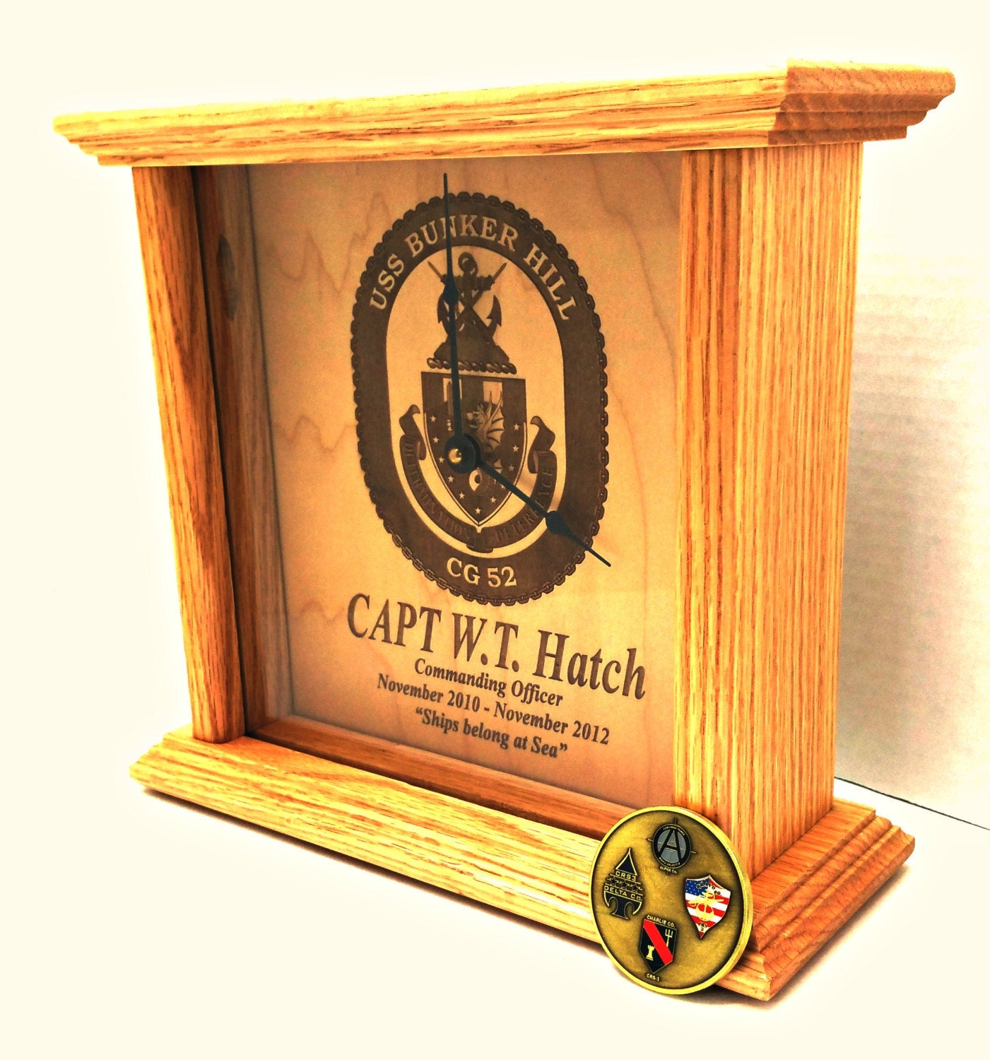 Personalized SOLID WOOD CLOCK. Walnut, wedding, mahogany, gift for him, military gift
