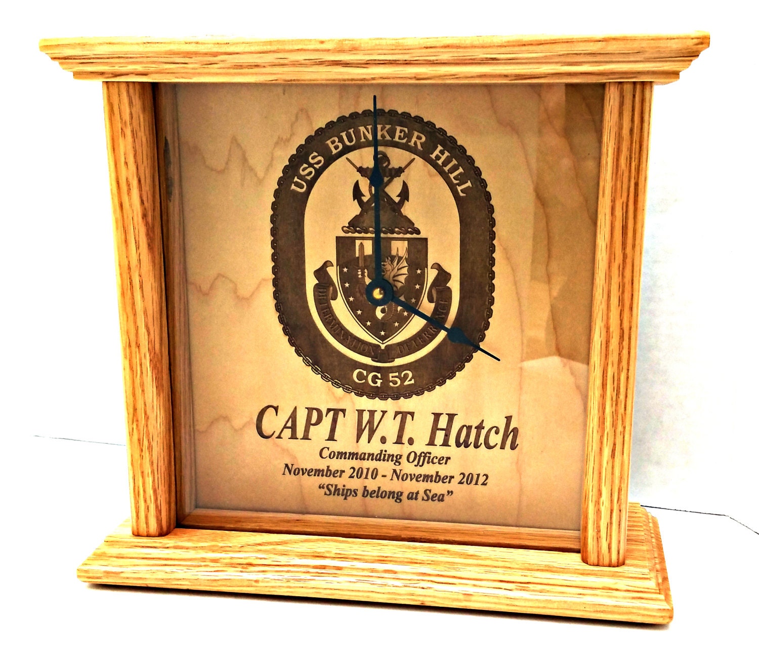 Personalized SOLID WOOD CLOCK. Walnut, wedding, mahogany, gift for him, military gift